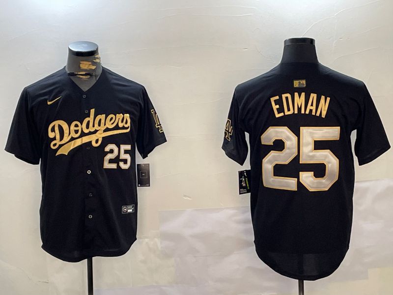 Men Los Angeles Dodgers #25 Edman Black Game 2024 Nike MLB Jersey style 1211
